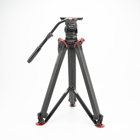 Sachtler aktiv18T 100mm Touch & Go Fluid Head System with flowtech 100 3-Section Carbon Fiber Tripod and Ground Spreader