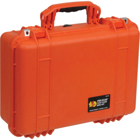 Pelican 1500EMS Watertight Hard Case with Dividers & EMS Lid Organizer - Orange