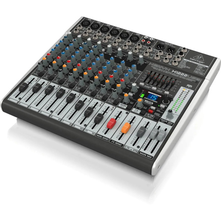 Behringer XENYX X1222USB Premium 12-Input 2/2-Bus Mixer with XENYX Mic Preamps and Compressors, British EQs