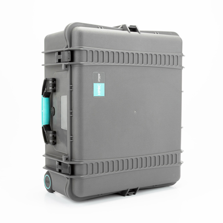 HPRC 2700WCUB Wheeled Resin Hard Case with Cubed Foam, Gray with Blue Handle