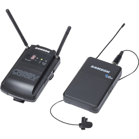Samson Concert 88 Camera UHF Wireless Lavalier Microphone System, Includes CR88V Micro Receiver, CB88 Beltpack Transmitter, LM10 Lavalier Microphone, (Channel D: 542-566MHz)