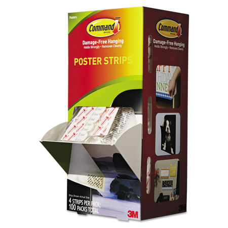 3M Command Poster Strips 3/4x2 1/8", White (100-Pack)