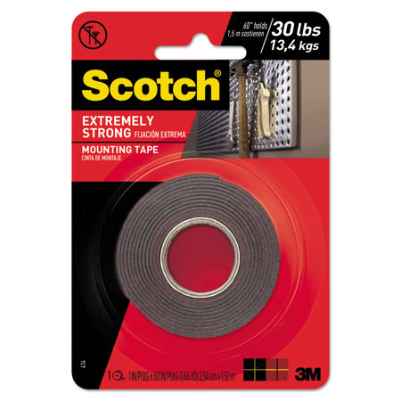 3M Scotch Extreme Mounting Tape, 1"x60", Black