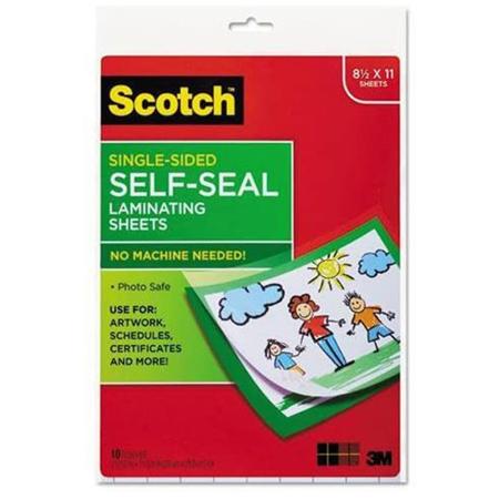 3M Scotch Single-Sided Self-Sealing Laminating Sheets, 6.0 Mil, 8.5x11", 10 Pack