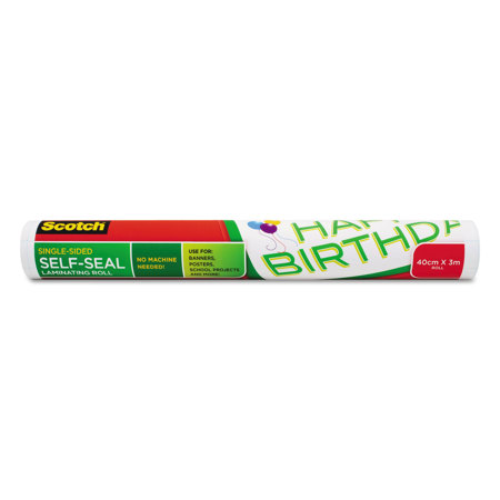 3M Scotch Single-Sided Self-Seal Laminating Roll, 9.5 Mil, 16"x10'