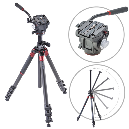 3Pod Orbit 4-Section Carbon Fiber Tripod, Bundle with Q3 Fluid Video Head