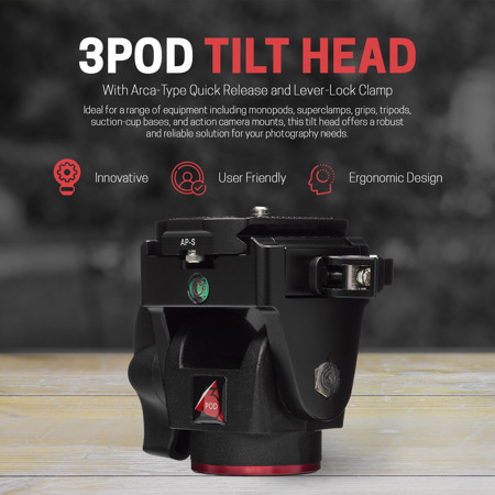 3Pod Tilt Head with Arca-Type Quick Release and Lever-Lock Clamp - Main Image