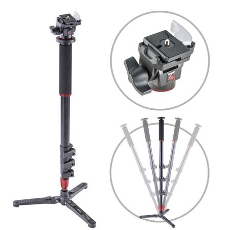3Pod Orbit 4-Section Aluminum Handheld Monopod Stick for DSLR Photo & Video, Sports Cameras, with Fluid Base, Tilt Head, Quick Release Tripod Legs & Bag 65"