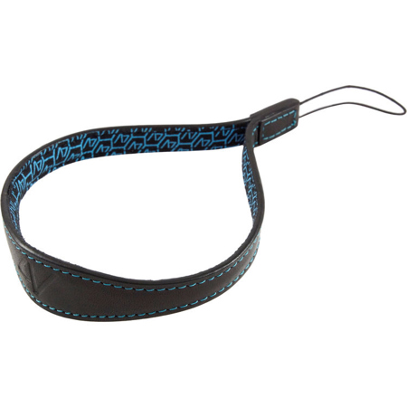 4V Design Tuscan Leather Medium Wrist Watch Style Camera Strap, Black/Cyan