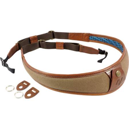 4V Design ALA Camera Neck Strap with Universal Fit Kit, Brown/Brown