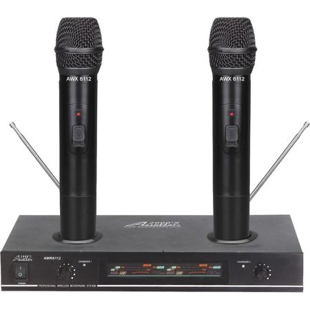 Audio 2000s AWM6112 Plug-In-N-Recharge 2-Ch VHF Handheld Microphone System