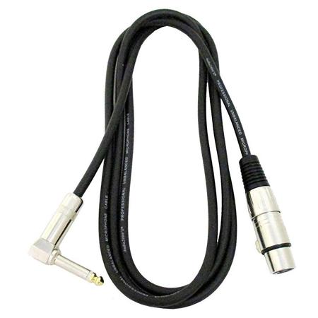 Audio 2000s ADC202H 6'x6mm XLRF to 1/4" Male TS Right-Angle Patch/Audio Cable