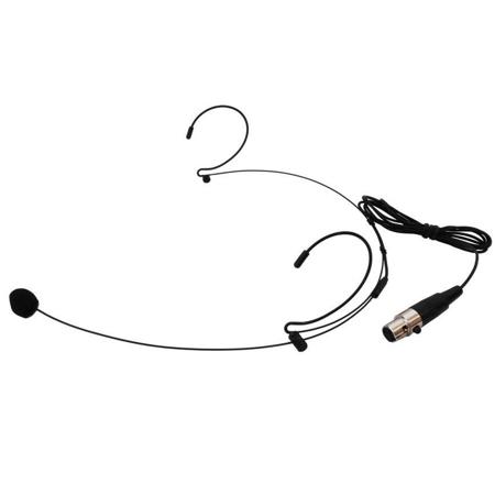 Audio 2000s ACC6540H-01B Condenser Headset Microphone with 3 Pin Mini-XLR, Black