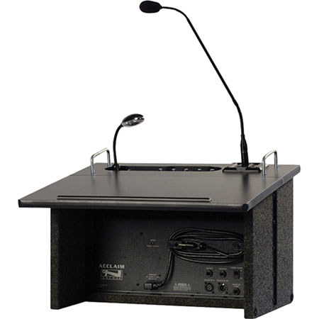 Anchor Audio Lectern with LM-618 Gooseneck Mic, Black