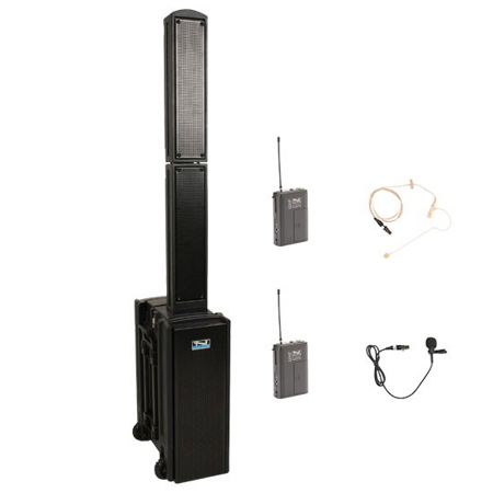 Anchor Audio Beacon Line Array Dual Basic Package w/EM-TA4F Mic, LM-60 Lapel Mic