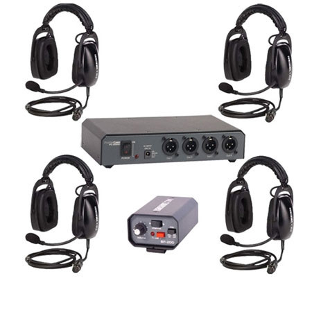Anchor Audio PortaCom Four User Package, 1x Dual, 3x Single Headset,4x 50' Cable
