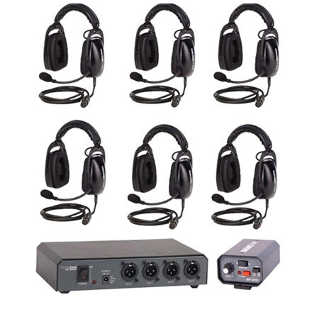 Anchor Audio PortaCom Six User Package, 3x Dual, 3x Single Headsets, 7x50' Cable