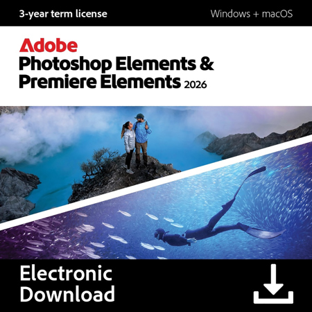 Adobe Photoshop & Premiere Elements 2026 3-Year License, Download