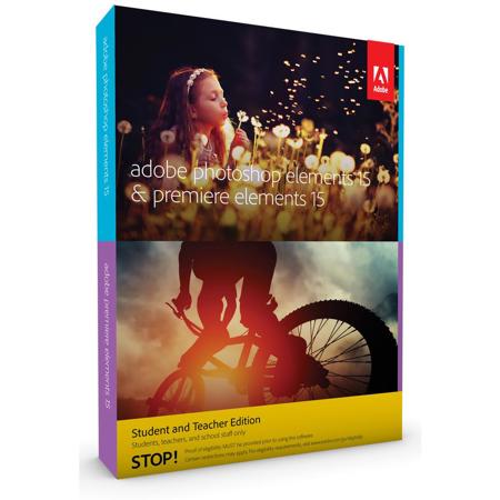 Adobe Photoshop& Premiere Elements 15 Software, Student & Teacher Edition, DVD