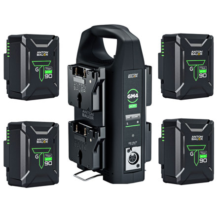 Anton Bauer GM4 4-Position Micro Battery Charger,Gold Mount w/4x 150Wh Batteries