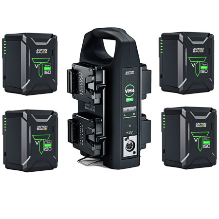 Anton Bauer VM4 4-Position Micro Battery Charger, V-Mount w/4x 150Wh Batteries