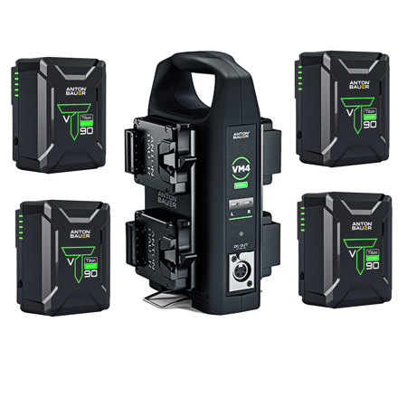 Anton Bauer VM4 4-Position Micro Battery Charger, V-Mount w/4x 90Wh Batteries
