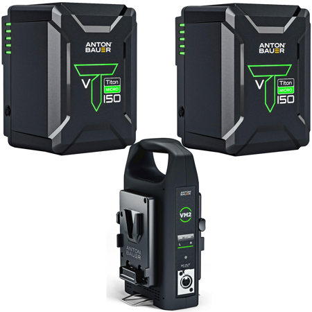 Anton Bauer 2x Titon Micro150 14.4V 140Wh V-Mount Batteries,Bundle w/VM2 Charger