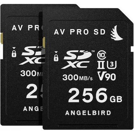Angelbird AV Pro 256GB UHS-II Class 10 U3 V90 SDXC Memory Card, 2 Pack