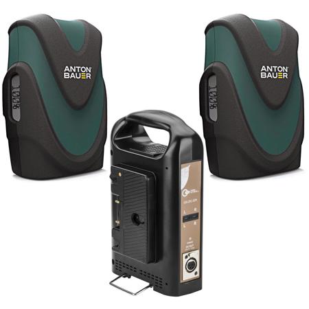 Anton Bauer 2X Digital 90 Gold Mount Batteries With Green Extreme Power Station