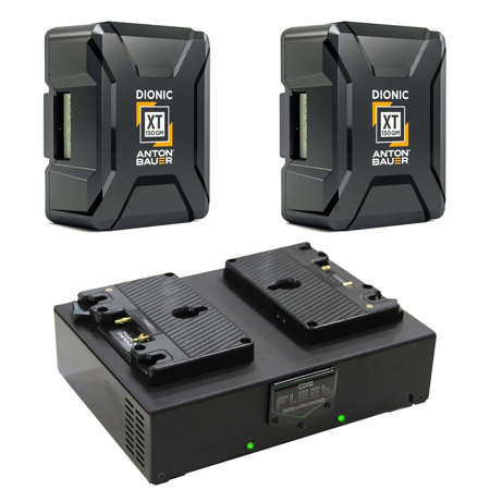 Anton Bauer 2x Dionic XT150 156Wh Gold Mount Batteries, Bundle w/LP2 Charger