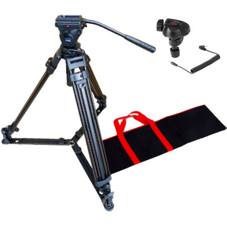 Acebil i-705GX 3-Section Aluminum Video Tripod with Standard H705 Fluid Head, GS-1 Ground Spreader and SZ-300 Zoom Controller