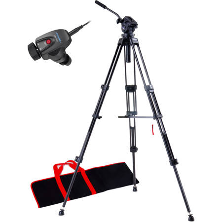 Acebil i-705DX 3-Section Aluminum Video Tripod with Standard H705 Fluid Head and RMC-3SCP Zoom Controller