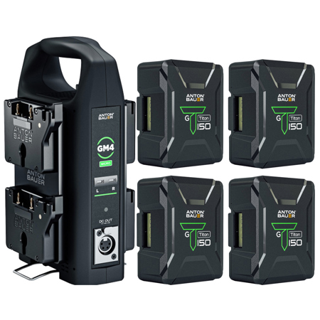 Anton Bauer Titon 150 156Wh Gold Mount Battery, 4-Pack, w/GM4 4-Position Charger