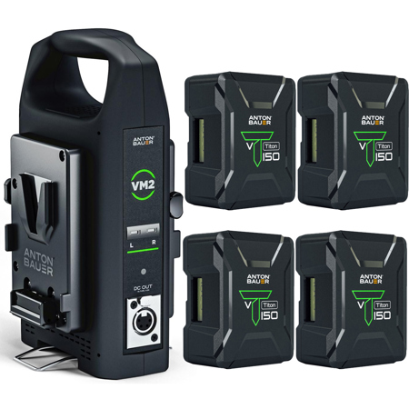 Anton Bauer Titon 150 156Wh V-Mount Li-Ion Battery, 4-Pack, w/VM2 Dual Charger