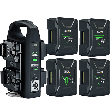 Anton Bauer Titon 150 156Wh V-Mount Battery, 4-Pack, with VM4 4-Position Charger