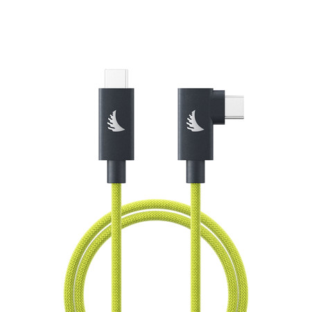 Angelbird 6.6' 240W USB 4.0 Type-C Right-Angle Solid Flex Cable, Lime