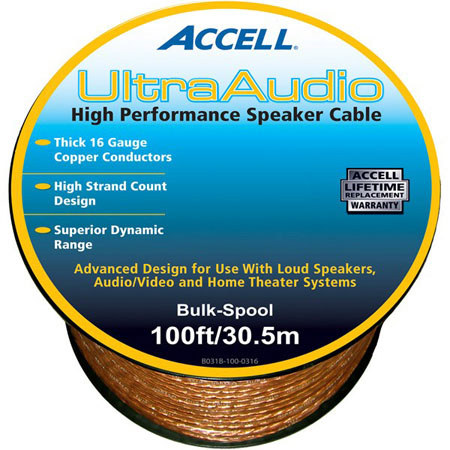Accell 100' 16 Gauge UltraAudio Speaker Cable, Bulk Mini Spool