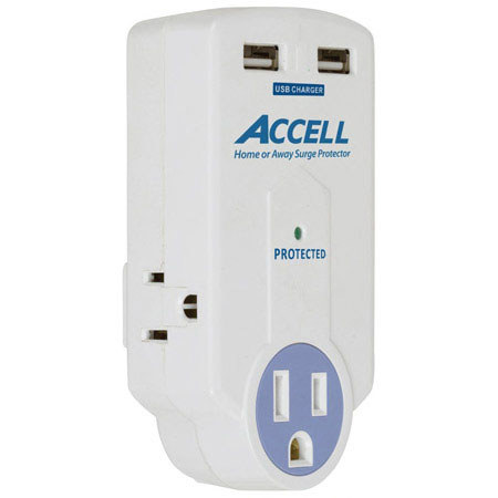 Accell Home or Away Power Station 3 Outlet Travel Surge Protector, White