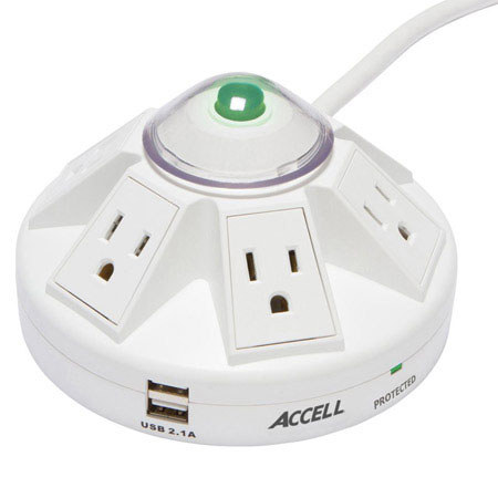Accell Powramid Power Center and USB Charging Station, White