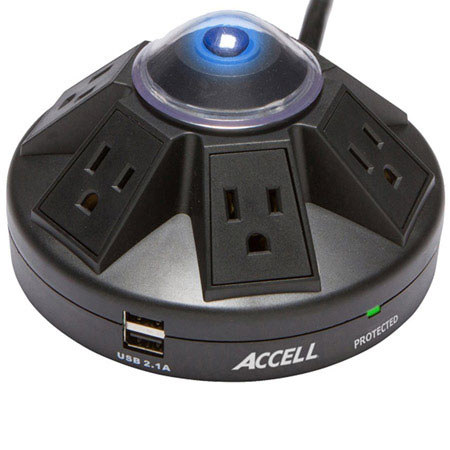 Accell Powramid Power Center and USB Charging Station, Black