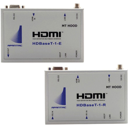 Apantac HDMI HDBT-1-E Extender and HDBT-1-R Receiver Set, Extends Up to 330' Distance