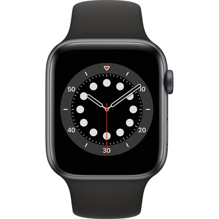 Apple Watch Series 6 GPS, 44mm Space Gray Aluminum Case with Black