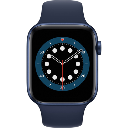 Apple Watch Series 6 GPS, 44mm Blue Aluminum Case, Deep Navy Sport Band, Regular