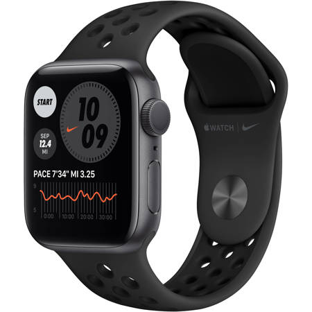 Apple Watch Nike 6 GPS, 40mm Space Gray AL Case w/Anthracite Sport Band, Regular