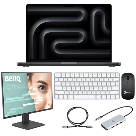 Apple MacBook Work-From-Anywhere Pro Kit, MacBook Pro 14" with M5 Chip, 10-Core CPU, 10-Core GPU, 16GB Memory, 512GB SSD, Space Black, Late 2025, Bundle with Computer Display & Peripheral Accessories Set