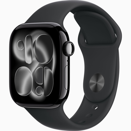Apple Watch Series 11 GPS 42mm Jet Black Aluminum Case Black Sport Band Medium/Large