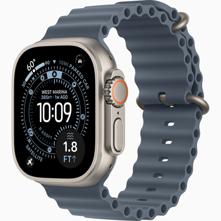 Apple Watch Ultra 3 GPS + Cellular 49mm Titanium Case Anchor Blue Ocean Band Adjustable Strap Natural