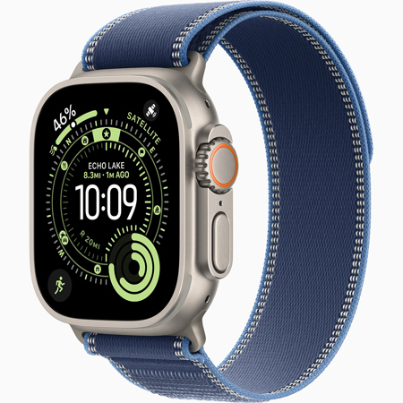 Apple Watch Ultra 3 GPS + Cellular 49mm Titanium Case BlueBright Blue Trail Loop Small/Medium Natural