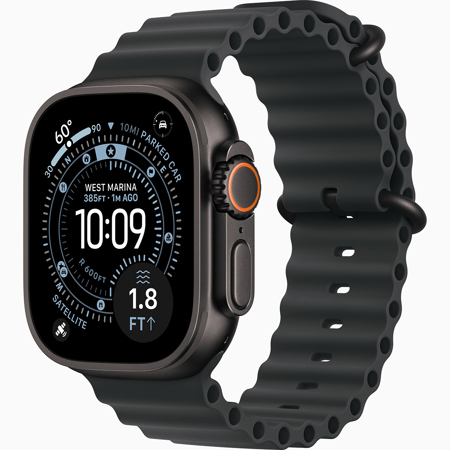 Apple Watch Ultra 3 GPS + Cellular 49mm Titanium Case Black Ocean Band Adjustable Strap Black