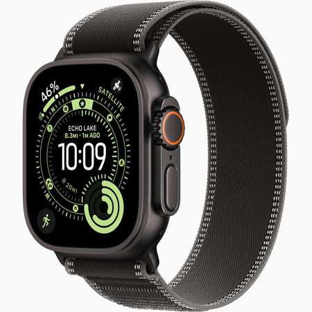 Apple Watch Ultra 3 GPS + Cellular 49mm Titanium Case BlackCharcoal Trail Loop Small/Medium Black